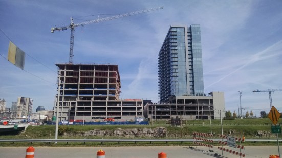 The coming-soon Twelfth & Demonbreun property (left) and The existing Twelve/Twelve condos (right) in downtown.